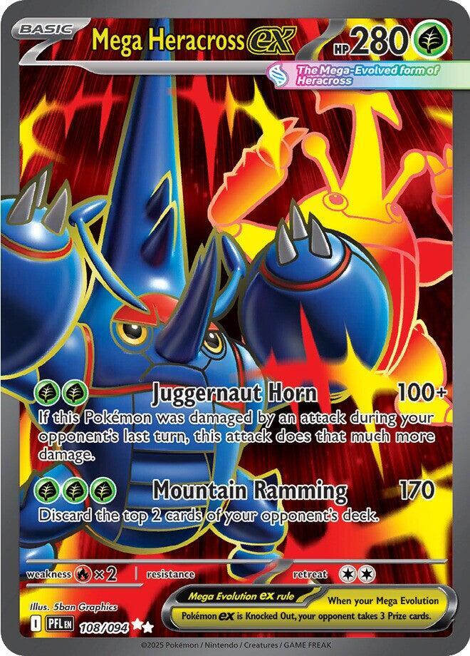 Mega Heracross ex - 108/094 Phantasmal Flames Full Art Pokemon - NM/MINT