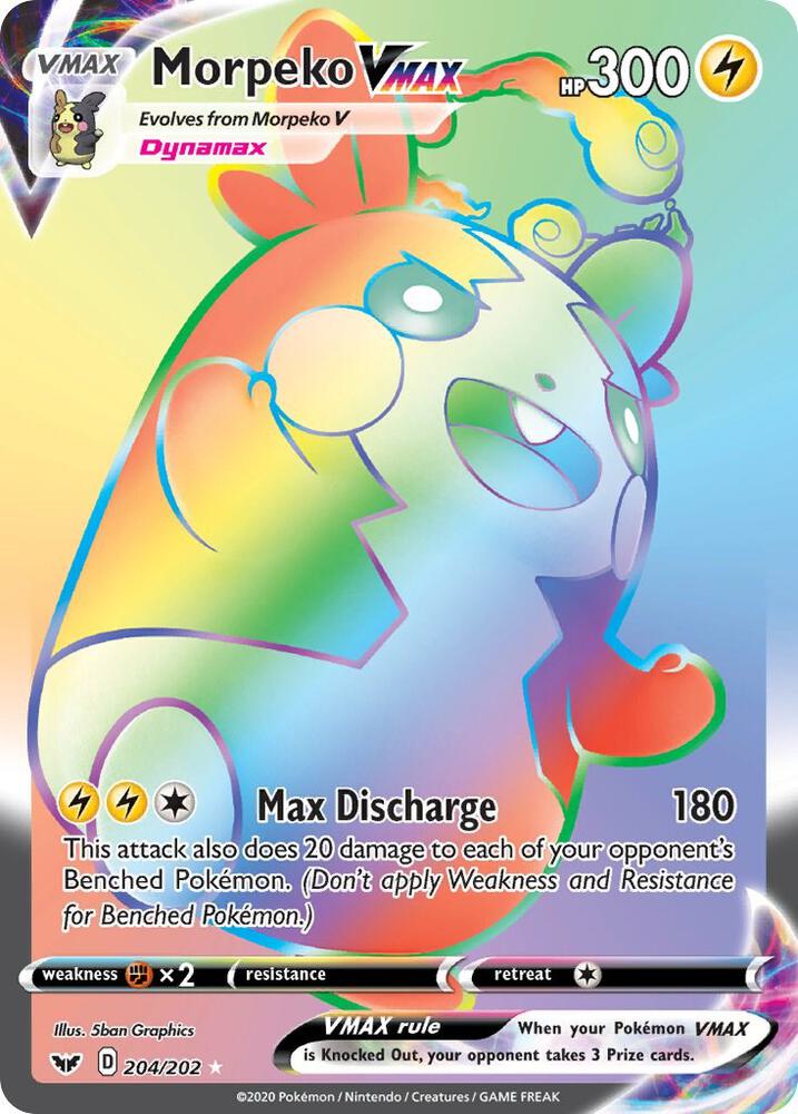Morpeko Vmax - 204/202 Sword & Shield Rainbow Pokemon - NM/MINT