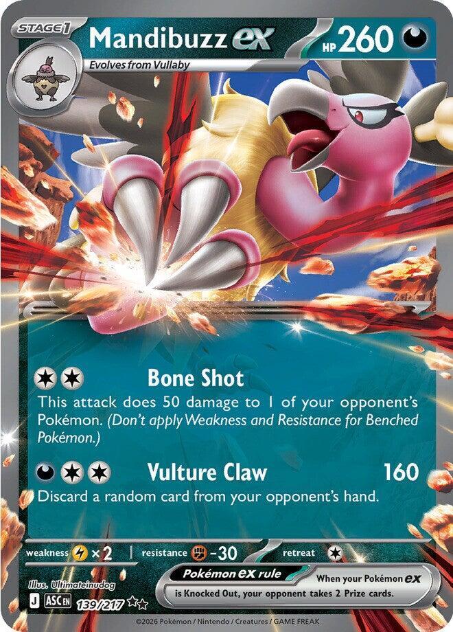 Mandibuzz ex - 139/217 Ascended Heroes Double Rare Pokemon - NM/MINT
