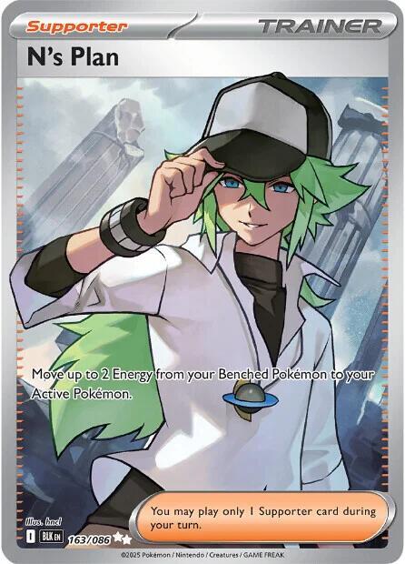 N's Plan - 163/086 Black Bolt Full Art Trainer - Pokemon - NM/MINT