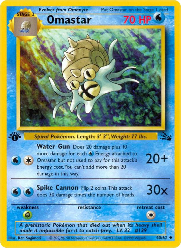 Omastar - 40/62 Fossil 1st Edition Pokemon - NM