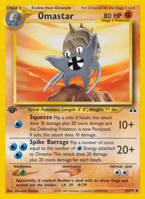 Omastar - 43/75 Neo Discovery First Edition Uncommon Pokemon - NM