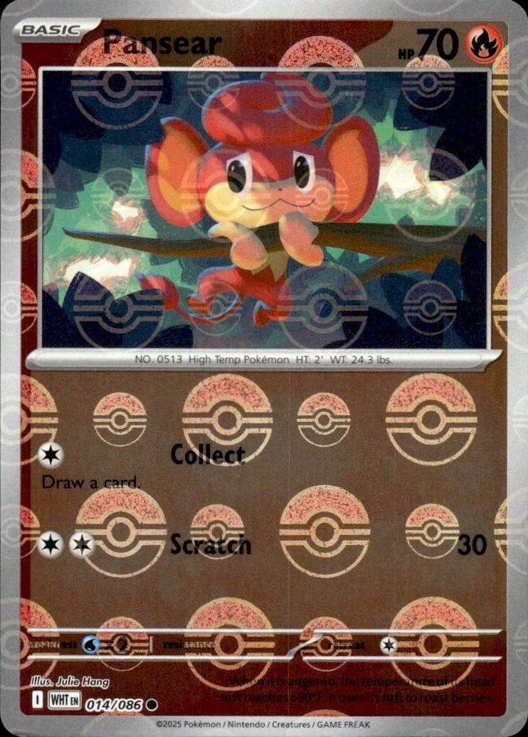 Pansear - 014/086  SV11W White Flare Poke Ball Holo pokemon - MINT
