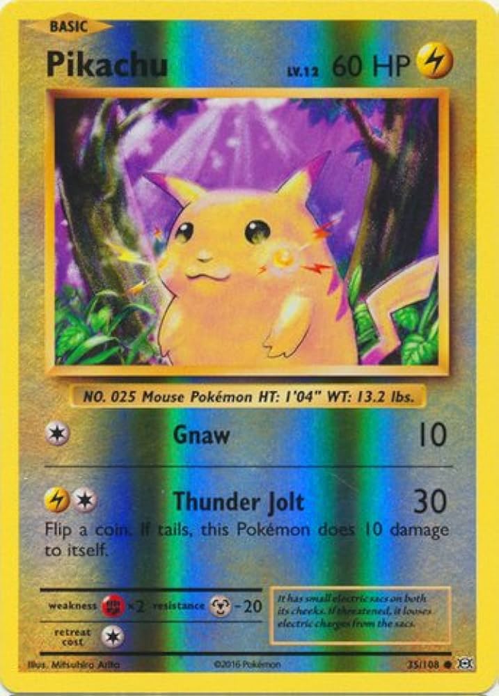 Pikachu  - 35/108 Evolutions Reverse Holo Rare Pokemon - NM