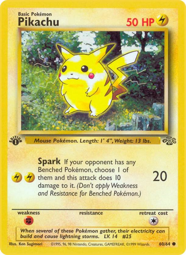 Pikachu - 60/64 Jungle 1st Edition Pokemon - NM