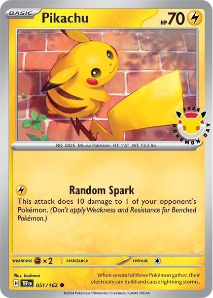 Pikachu - 051/162 Temporal Forces Cosmos Holo Pokemon Day PROMO Pokemon - NM/MINT