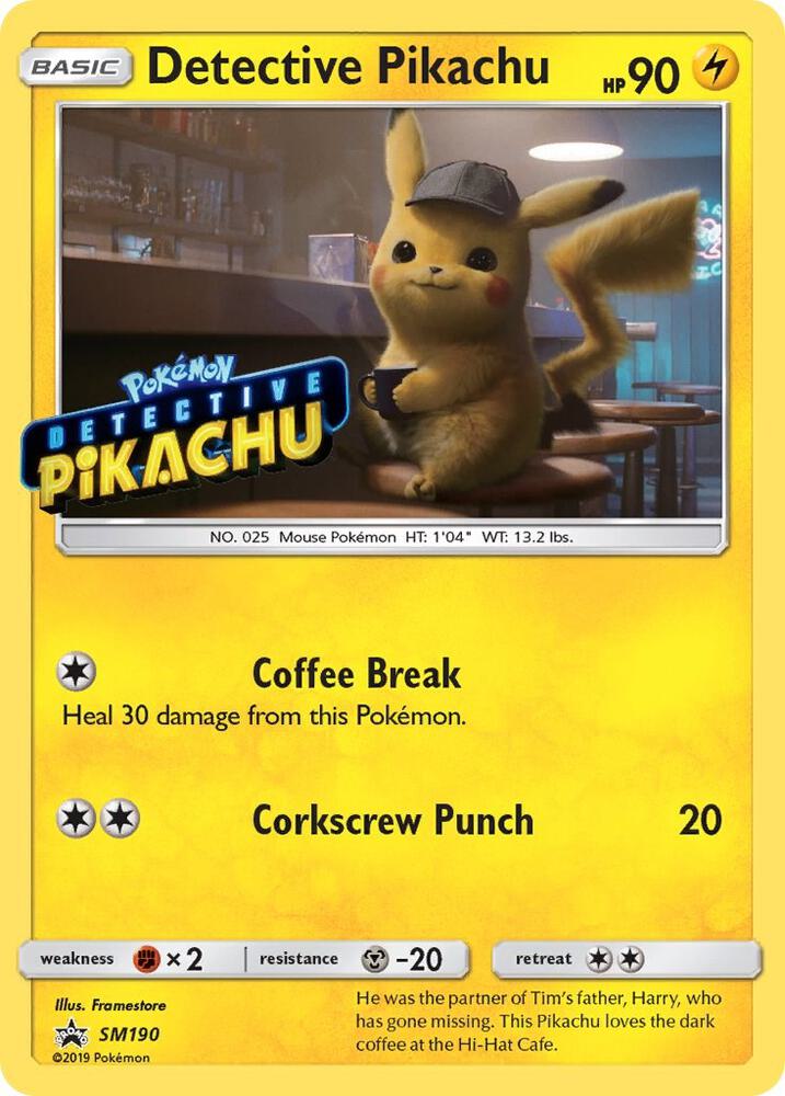 Detective Pikachu - SM190 Black Star Promo Stamped Holo Pokemon - NM/MINT