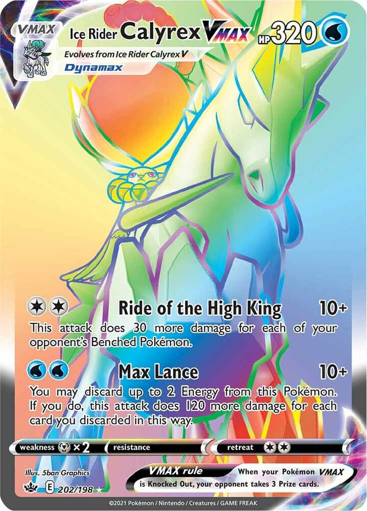 Ice Rider Calyrex Vmax - 202/198 Chilling Reign Rainbow Pokemon - NM/MINT