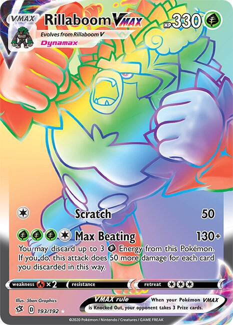 Rillaboom Vmax - 193/192 Rebel Clash Rainbow Pokemon - NM/MINT