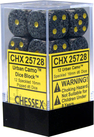 Chessex 16mm D6 Dice - Speckled Urban Camo (12 Count)