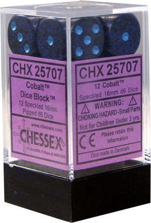 Chessex 16mm D6 Dice - Speckled Cobalt (12 Count)