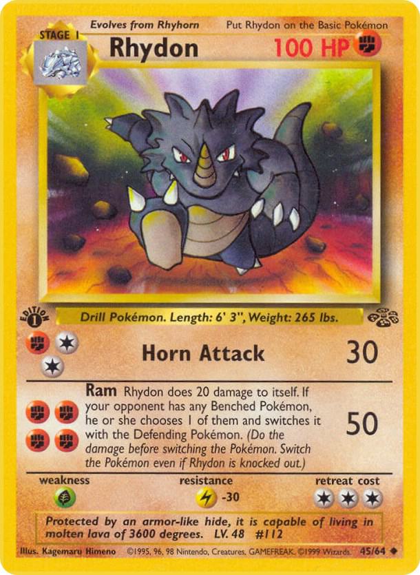 Rhydon 45/64 Jungle 1st Edition Pokemon - NM
