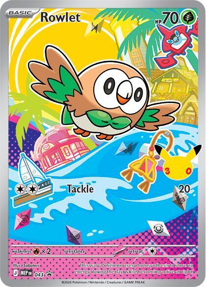 Rowlet - MEP043 First Partner Illustration Promo Pokemon - NM/MINT