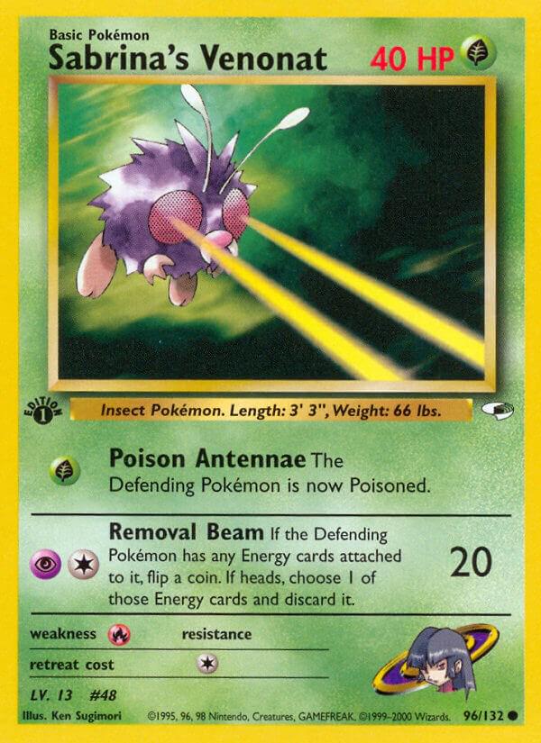 Sabrina's Venonat - 96/132 Gym Heroes 1st Edition Common Pokemon - NM