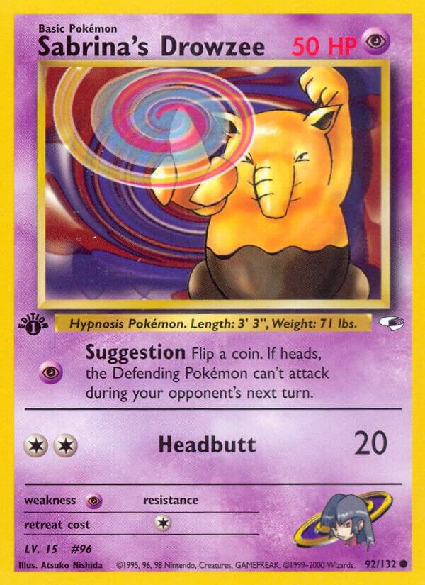 Sabrina's Drowzee - 92/132 Gym Heroes 1st Edition Pokemon - NM