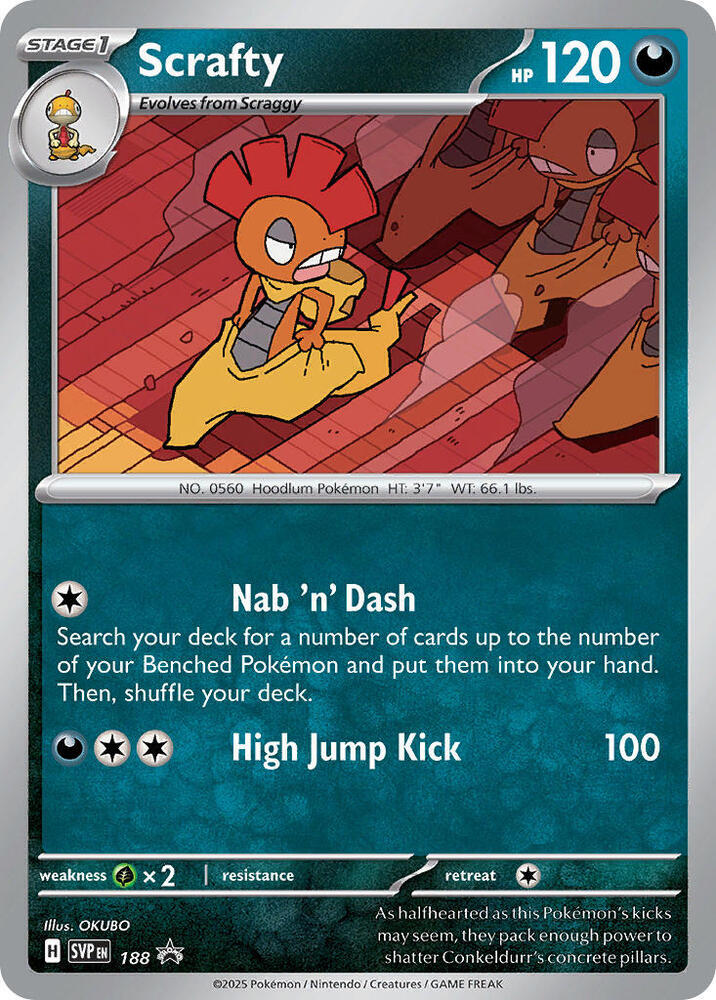 Scrafty - SVP188 Black Star Promo Cosmos Holo Pokemon - NM/MINT