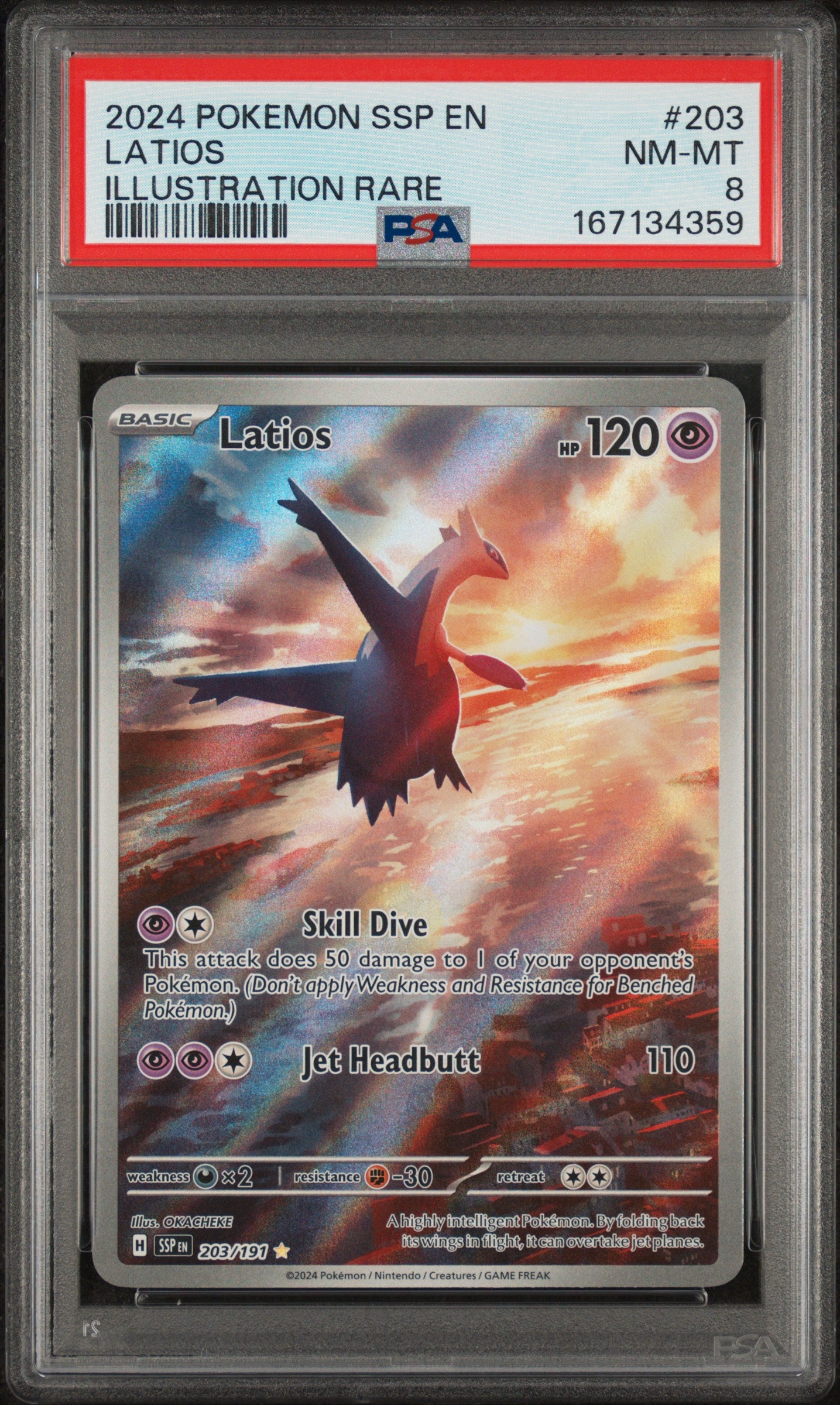 Latios - 203/191 PSA 8 Surging Sparks Illustration Rare Pokemon - NM/MINT