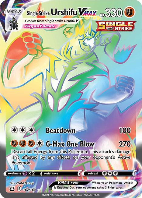 Single Strike Urshifu VMax - 167/163 Battle Styles Rainbow Pokemon - NM/MINT
