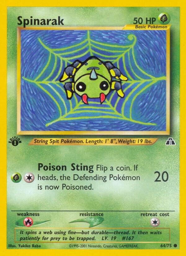 Spinarak - 64/75 Neo Discovery First Edition Common Pokemon - NM