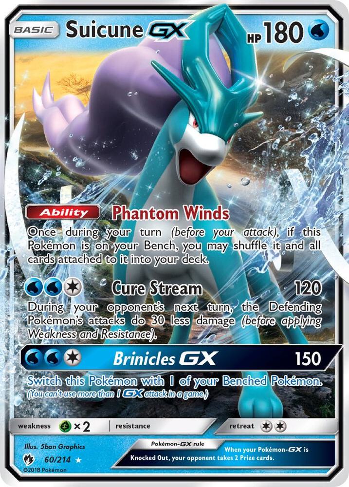 Suicune GX - 60/214 Lost Thunder Ultra Rare Pokemon - NM/MINT