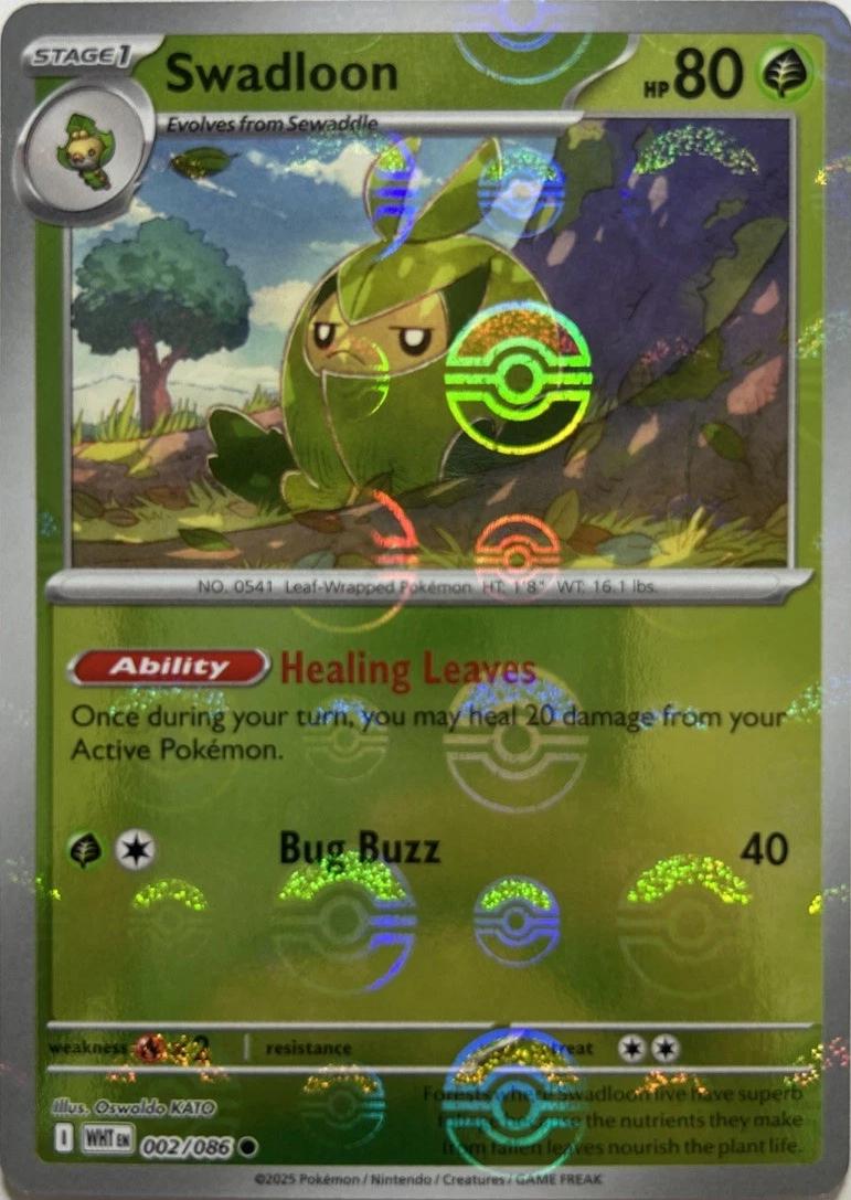 Swadloon - 002/086  SV11W White Flare Poke Ball Holo pokemon - MINT (Copy)