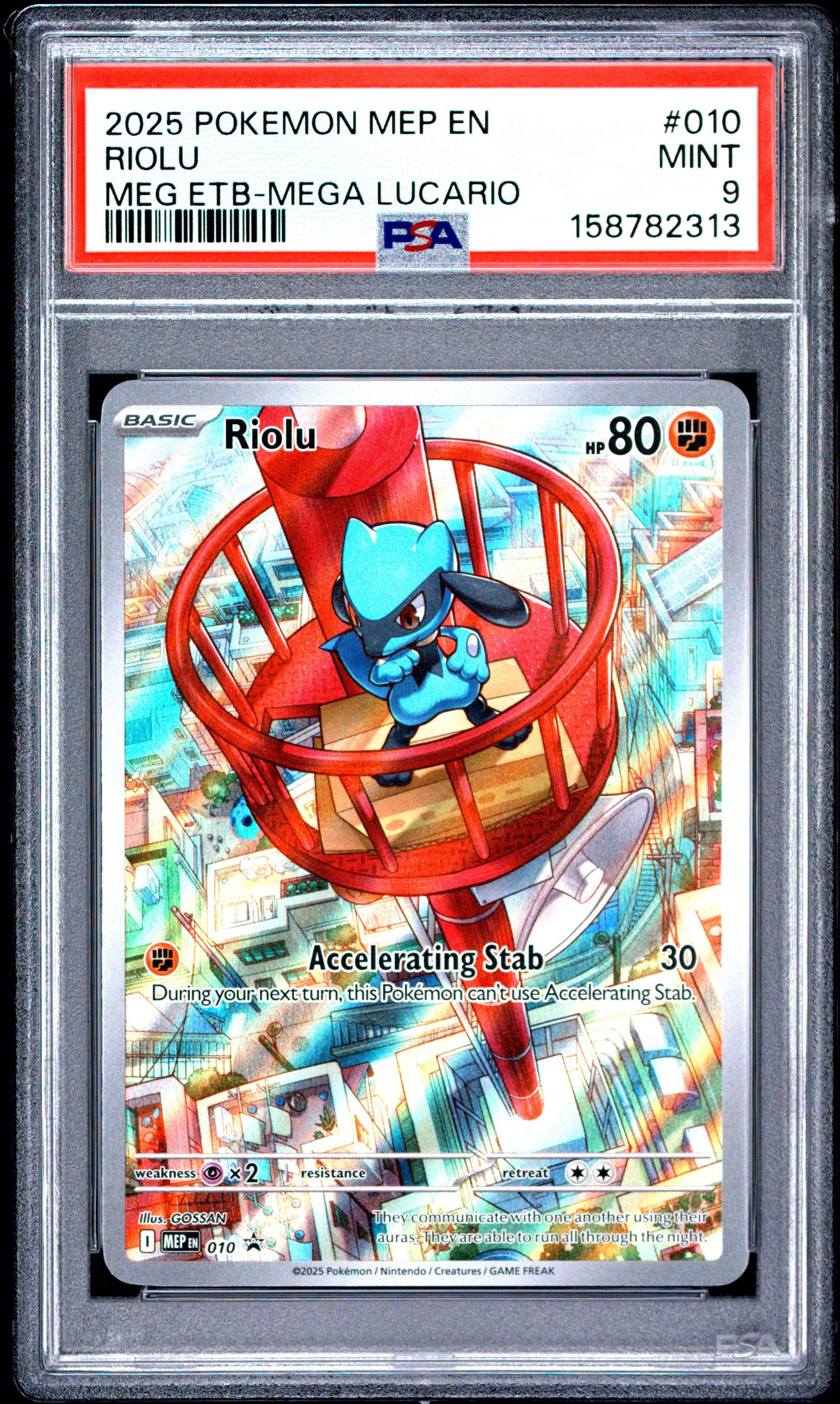 Riolu - MEP010 PSA 9 Mega Evolutions ETB Promo Pokemon - MINT