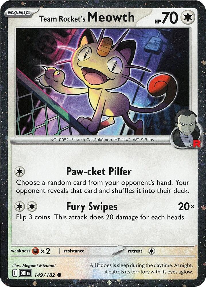 Team Rocket's Meowth - 149/182 Cosmos Holo PROMO Pokemon - NM/MINT