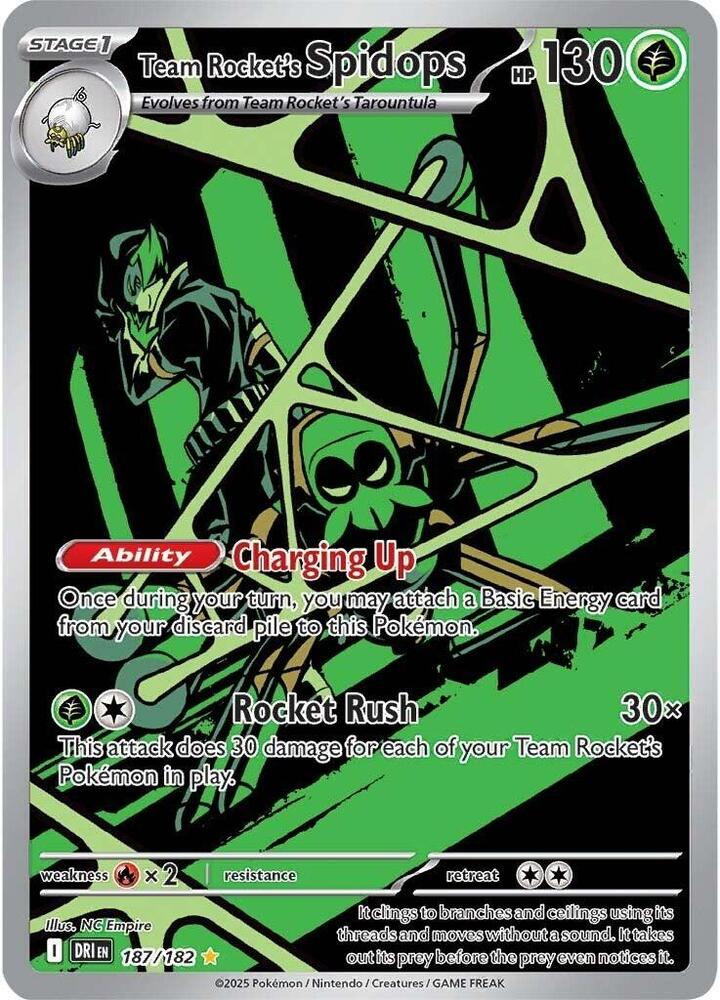 Team Rocket's Spidops - 187/182 Destined Rivals Illustration Rare Pokemon - NM/MINT