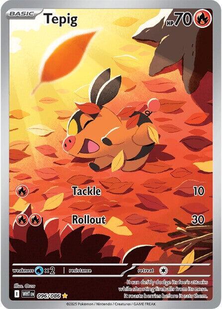 Tepig - 096/086 White Flare Illustration Rare pokemon - NM/MINT