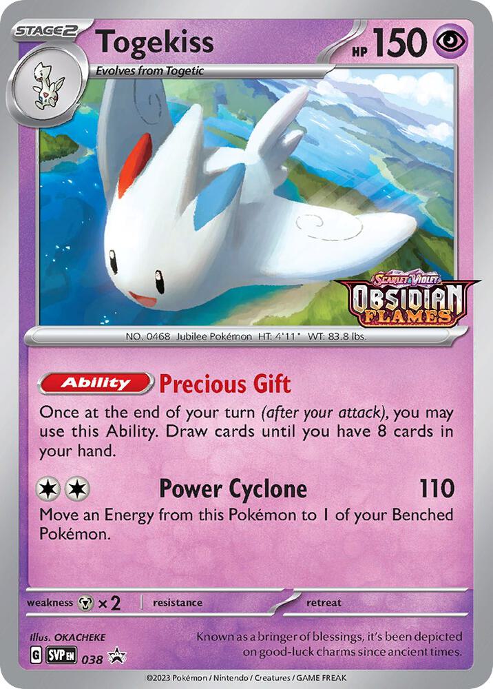 Togekiss - SVP038 Obsidian Flames Prerelease Promo Stamped Pokemon - NM/MINT
