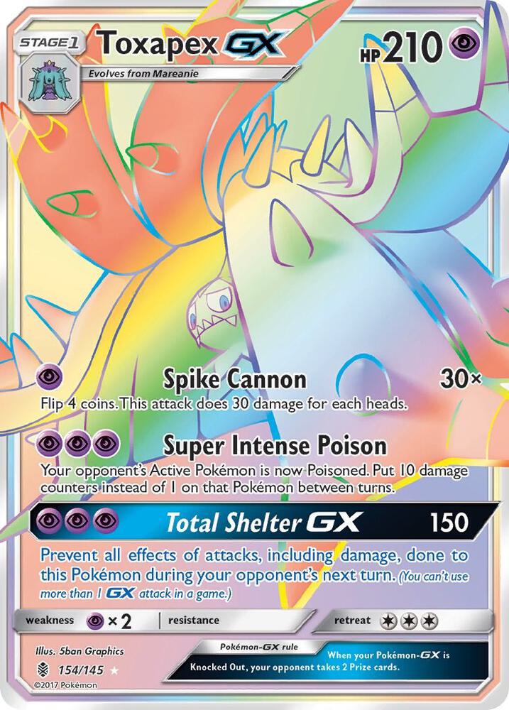 Toxapex GX - 154/145 Guardians Rising Secret Rare Pokemon - NM/MINT