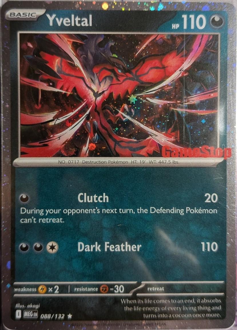 Yveltal - 088/132 Mega Evolution Game Stop Promo Pokemon - NM/MINT