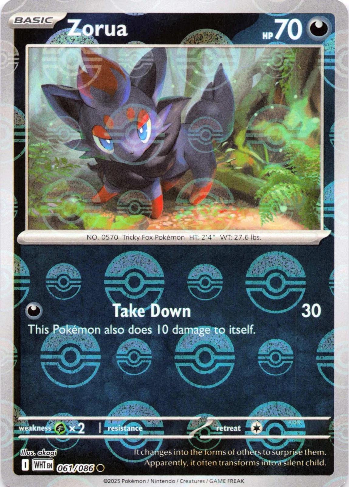 Zorua - 061/086  SV11W White Flare Poke Ball Holo pokemon - MINT