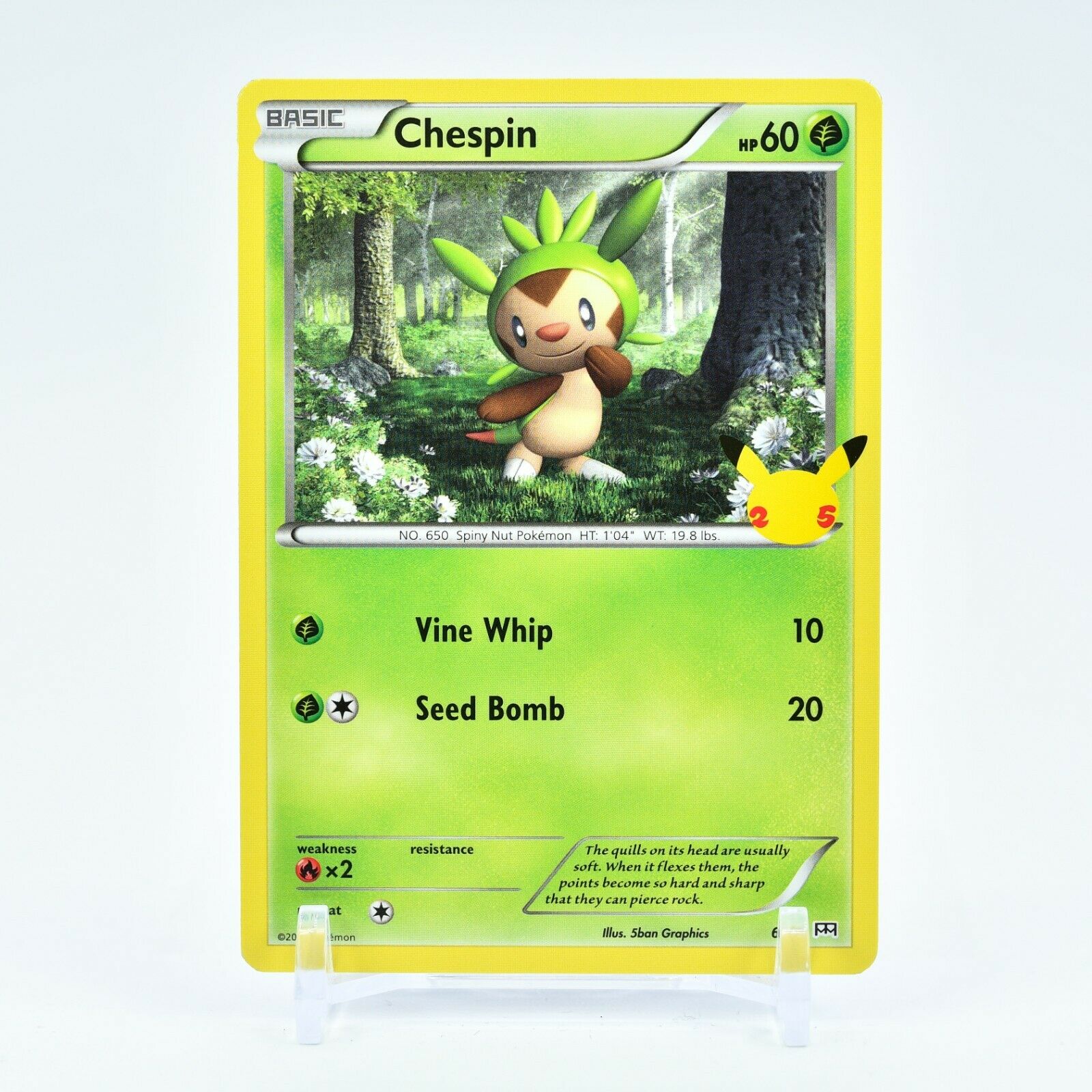 Chespin - 6/25 Mcdonald's Promo 25th Anniversary Starter Pokemon - NM/MINT