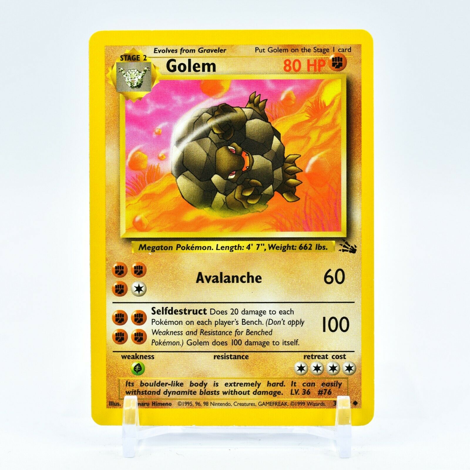 Golem - 36/62 Fossil Unlimited Uncommon Pokemon - NM