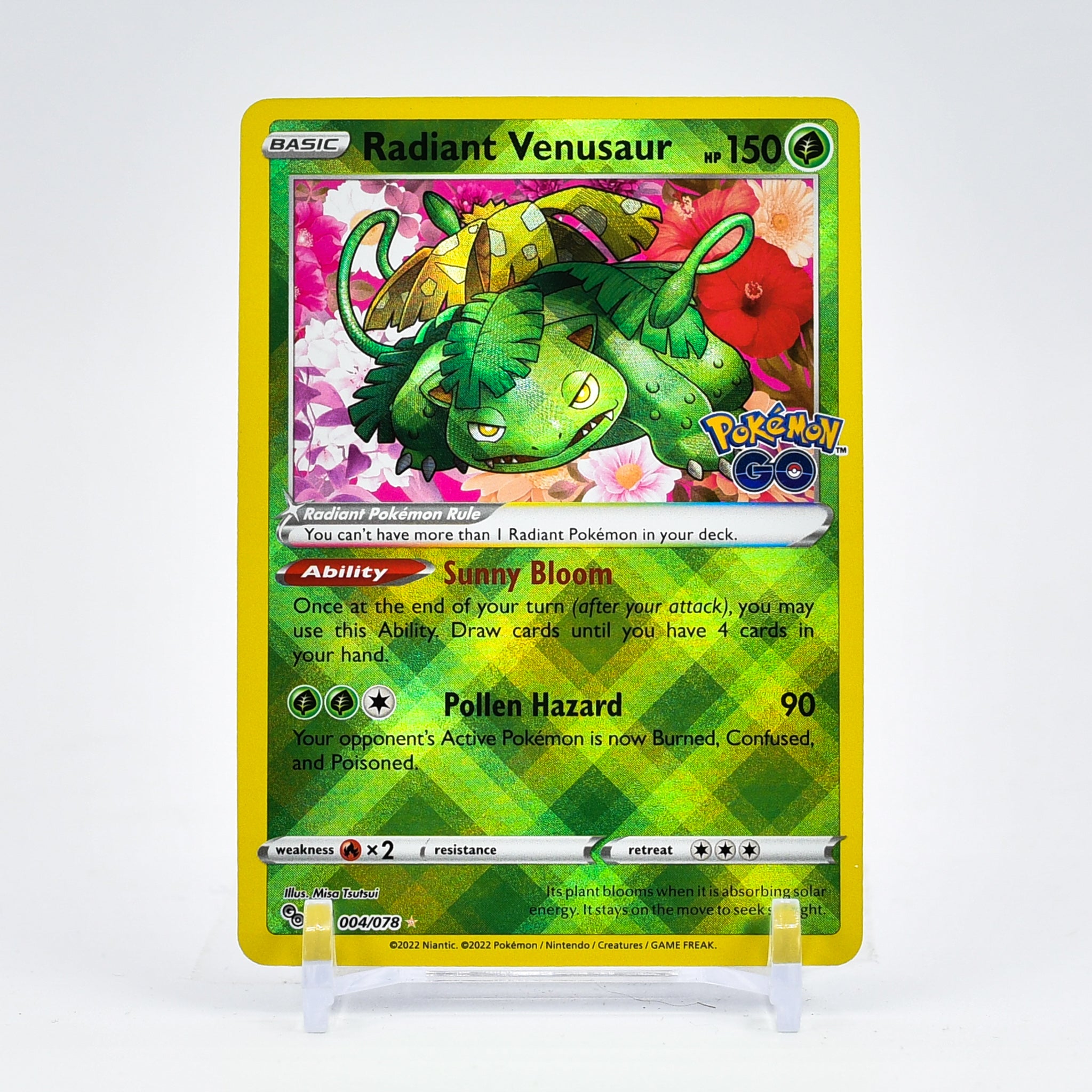 Radiant Venusaur - 004/078 Pokémon GO SHINY Holo Rare Pokemon - NM/MINT