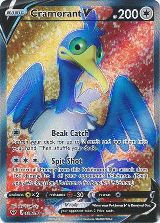 Cramorant V - 198/202 Sword & Shield FULL ART Pokemon - NM/MINT
