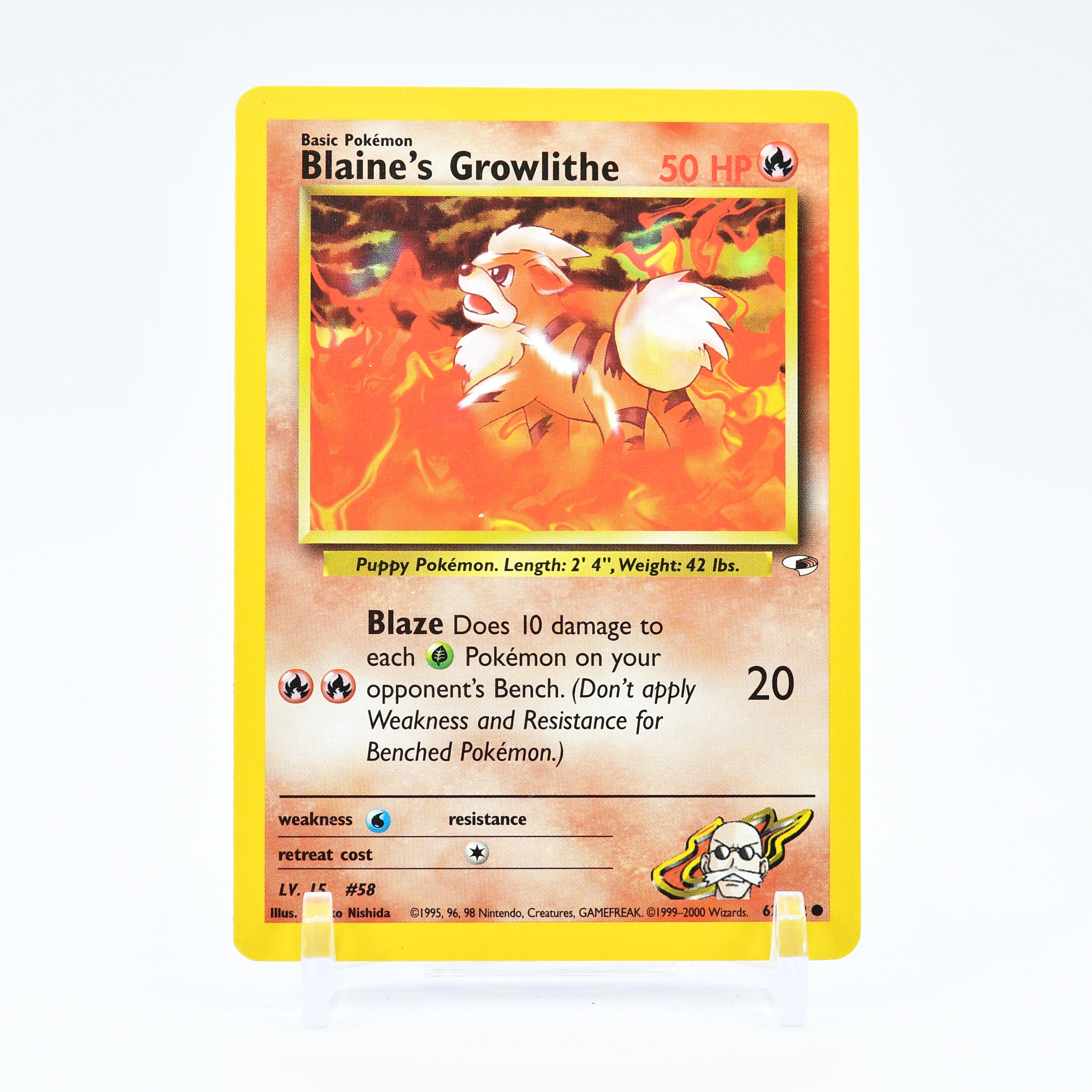 Blaine's Growlithe - 62/132 Gym Heroes Unlimited Common Pokemon - NM