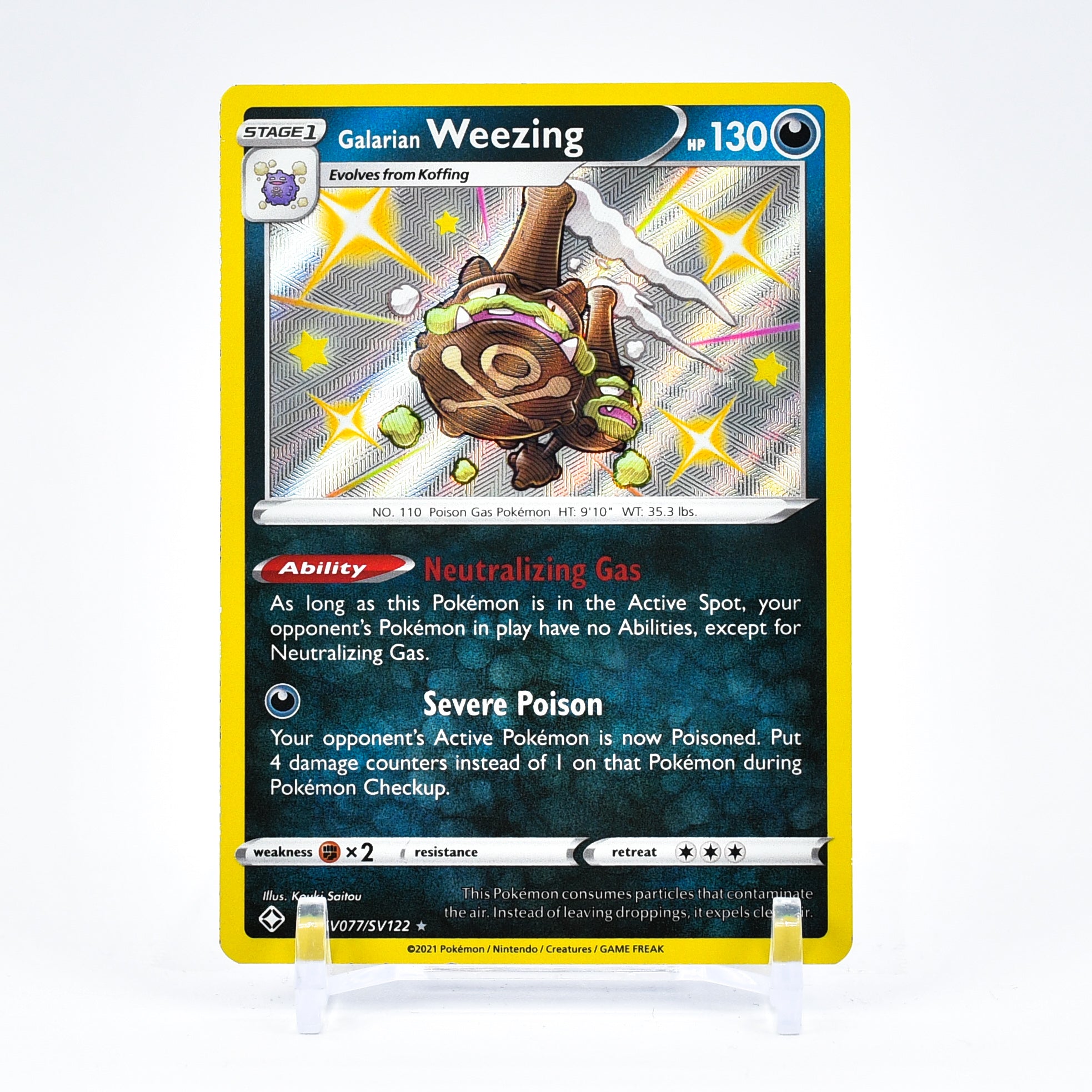Galarian Weezing - SV077/SV122 Shining Fates SHINY HOLO Rare Pokemon - NM/MINT