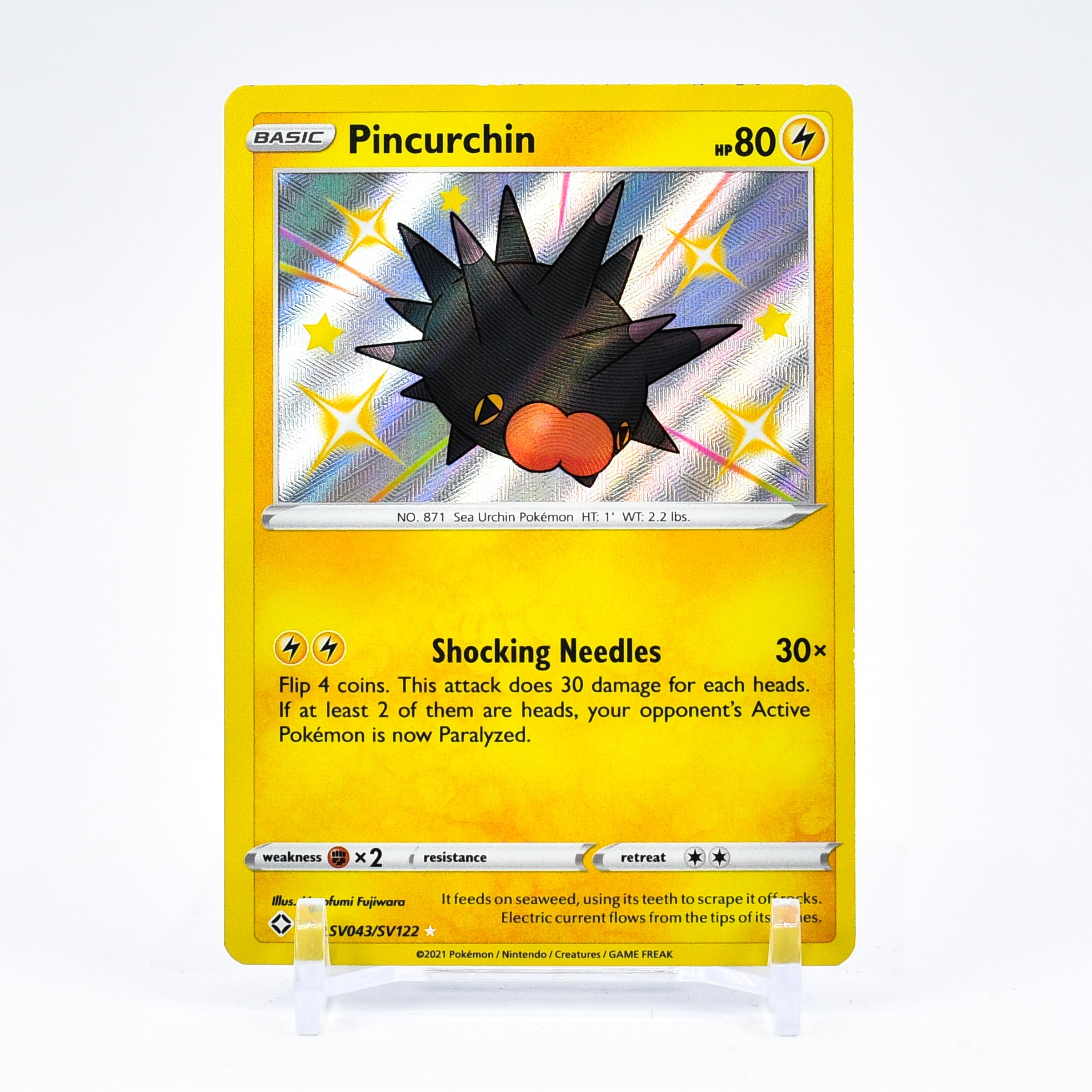 Pincurchin - SV043/SV122 Shining Fates SHINY HOLO Rare Pokemon - NM/MINT