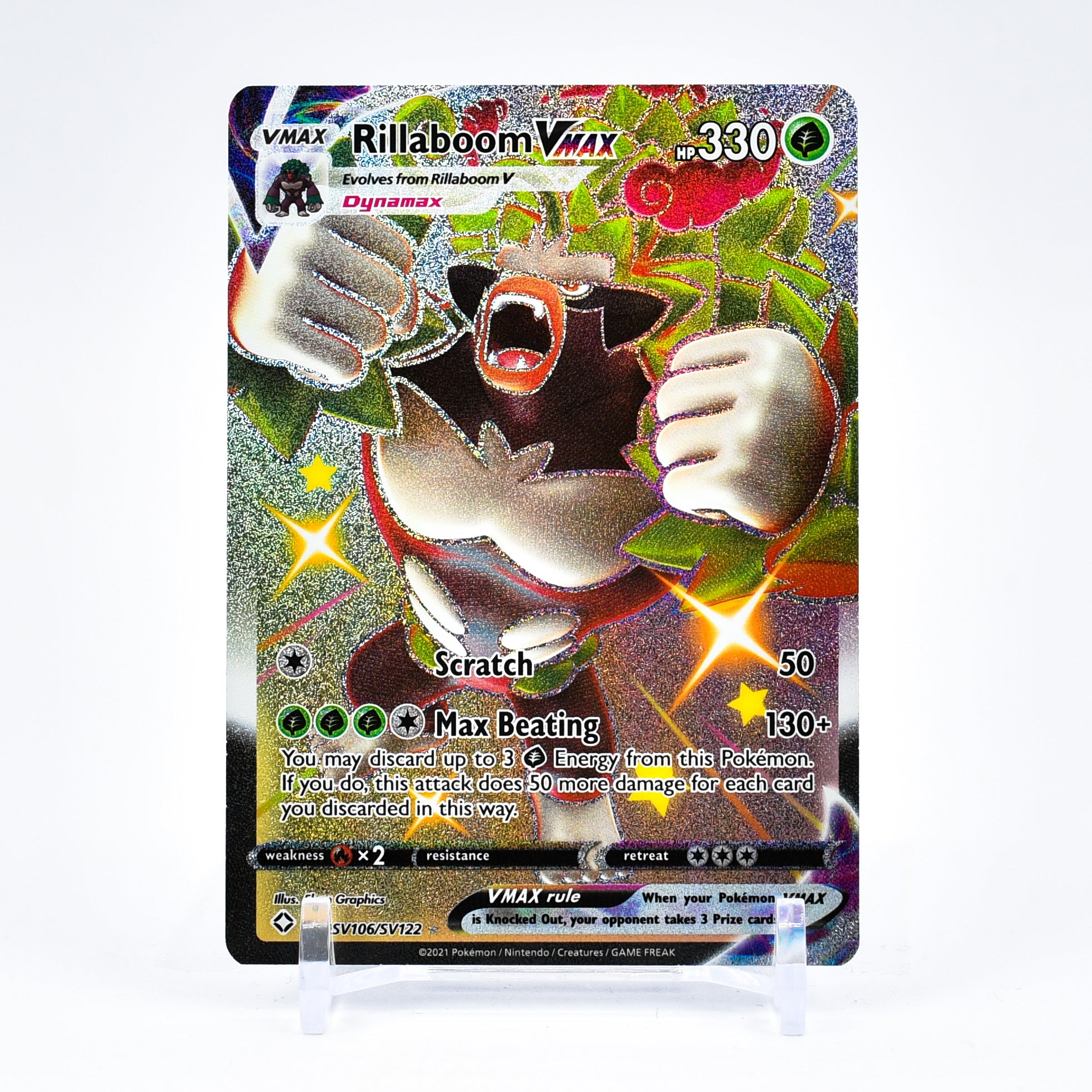 Rillaboom Vmax - SV106/SV122 Shining Fates FULL ART SHINY Rare Pokemon - NM/MINT