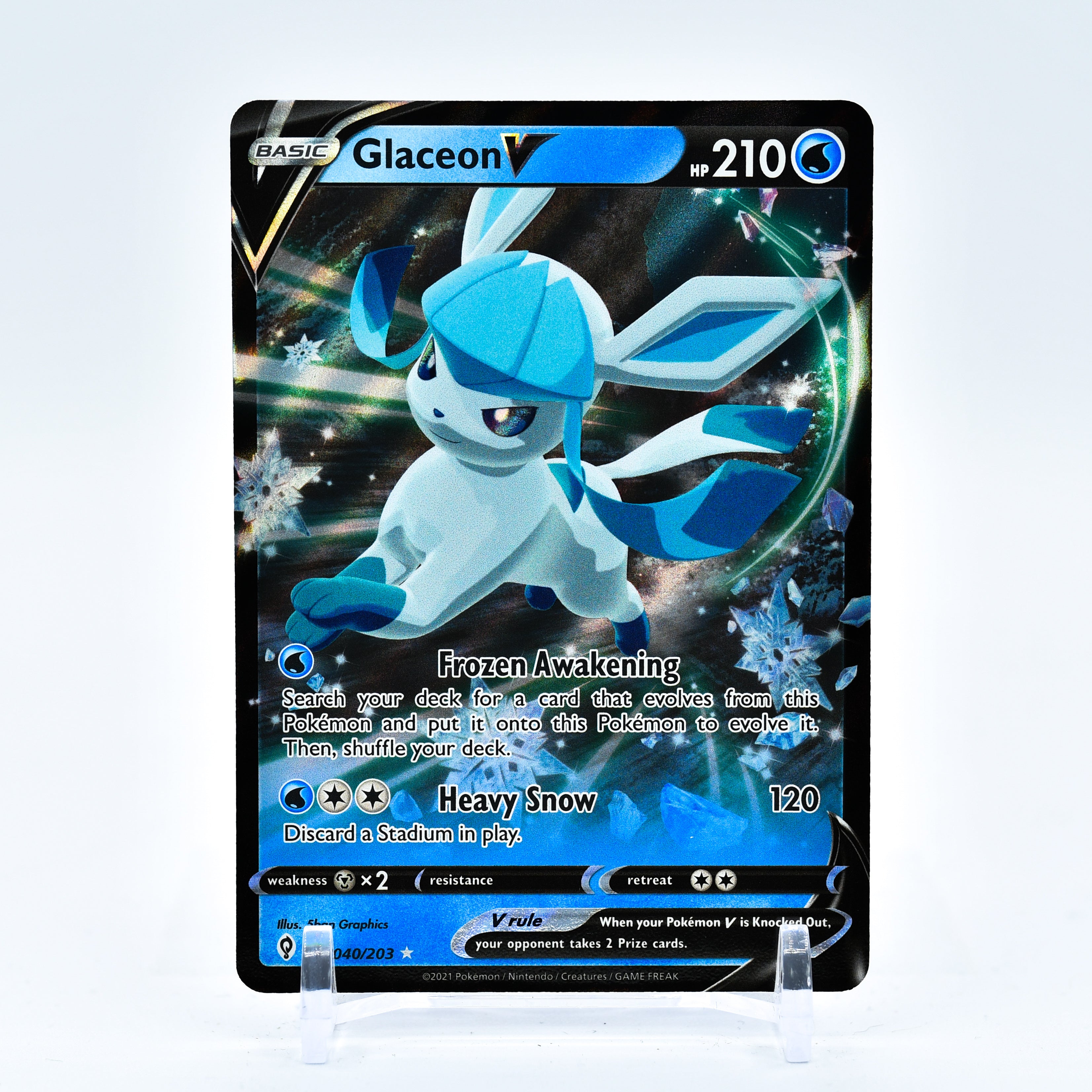 Glaceon V - 040/203 Evolving Skies Ultra Rare Pokemon - NM/MINT
