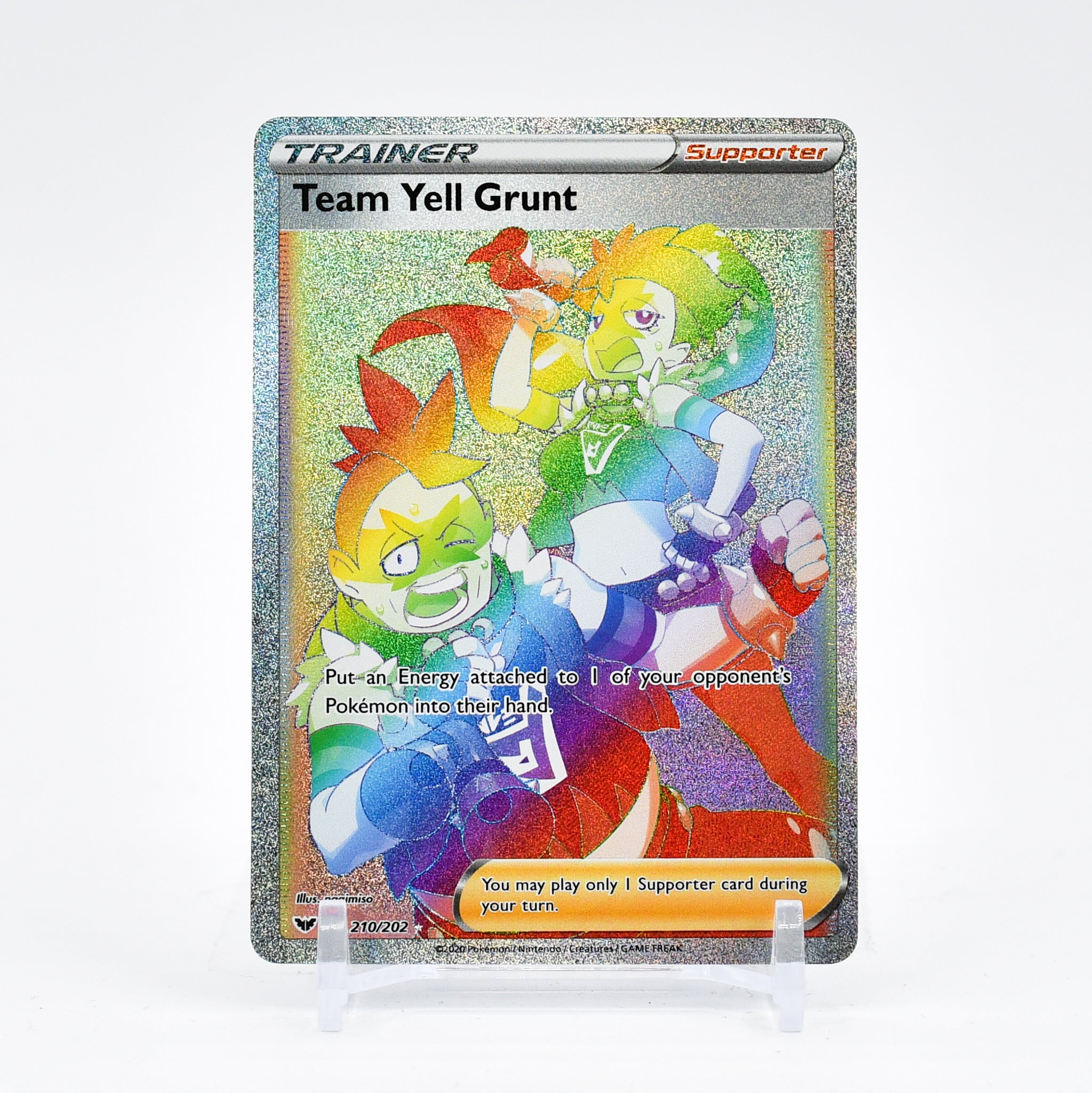 Team Yell Grunt - 210/202 Sword & Shield SECRET RARE RAINBOW Trainer - NM/MINT