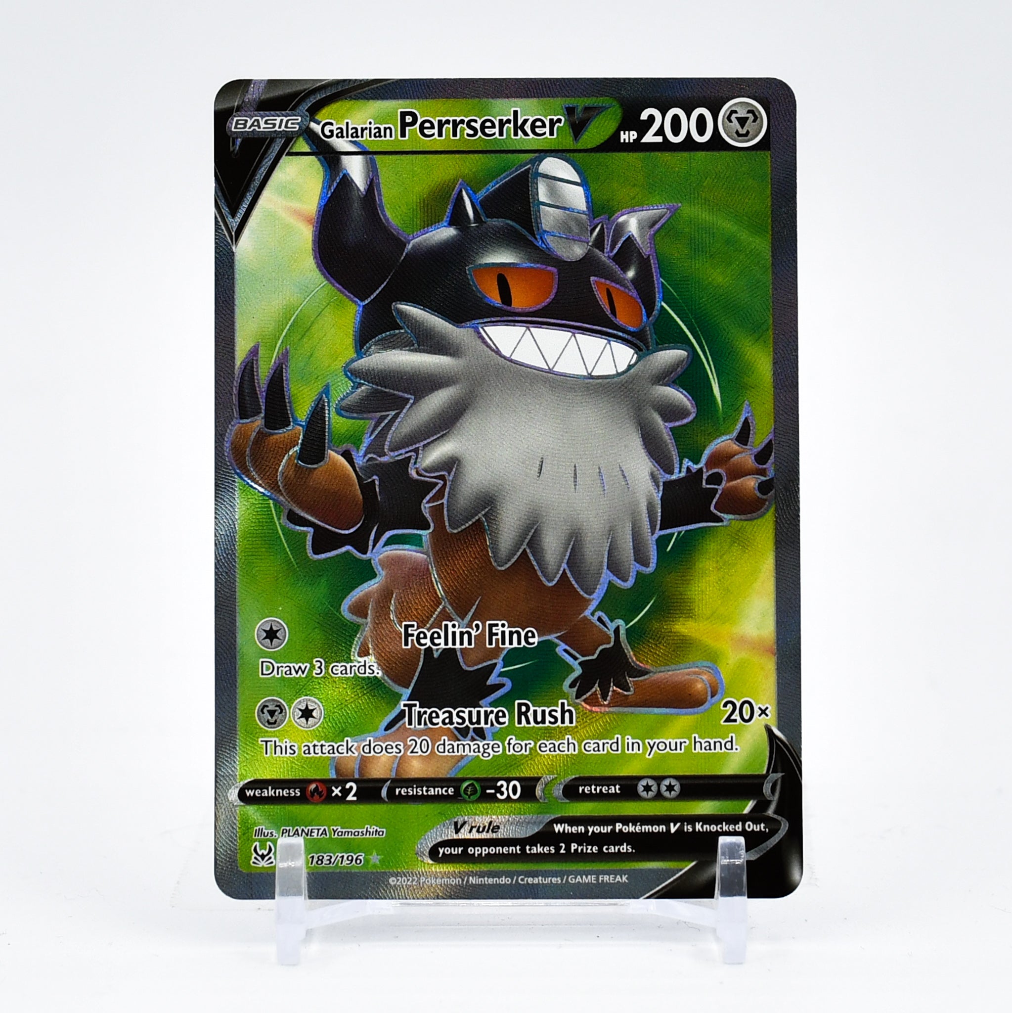Galarian Perrserker V - 183/196 Lost Origin FULL ART Pokemon - NM/MINT