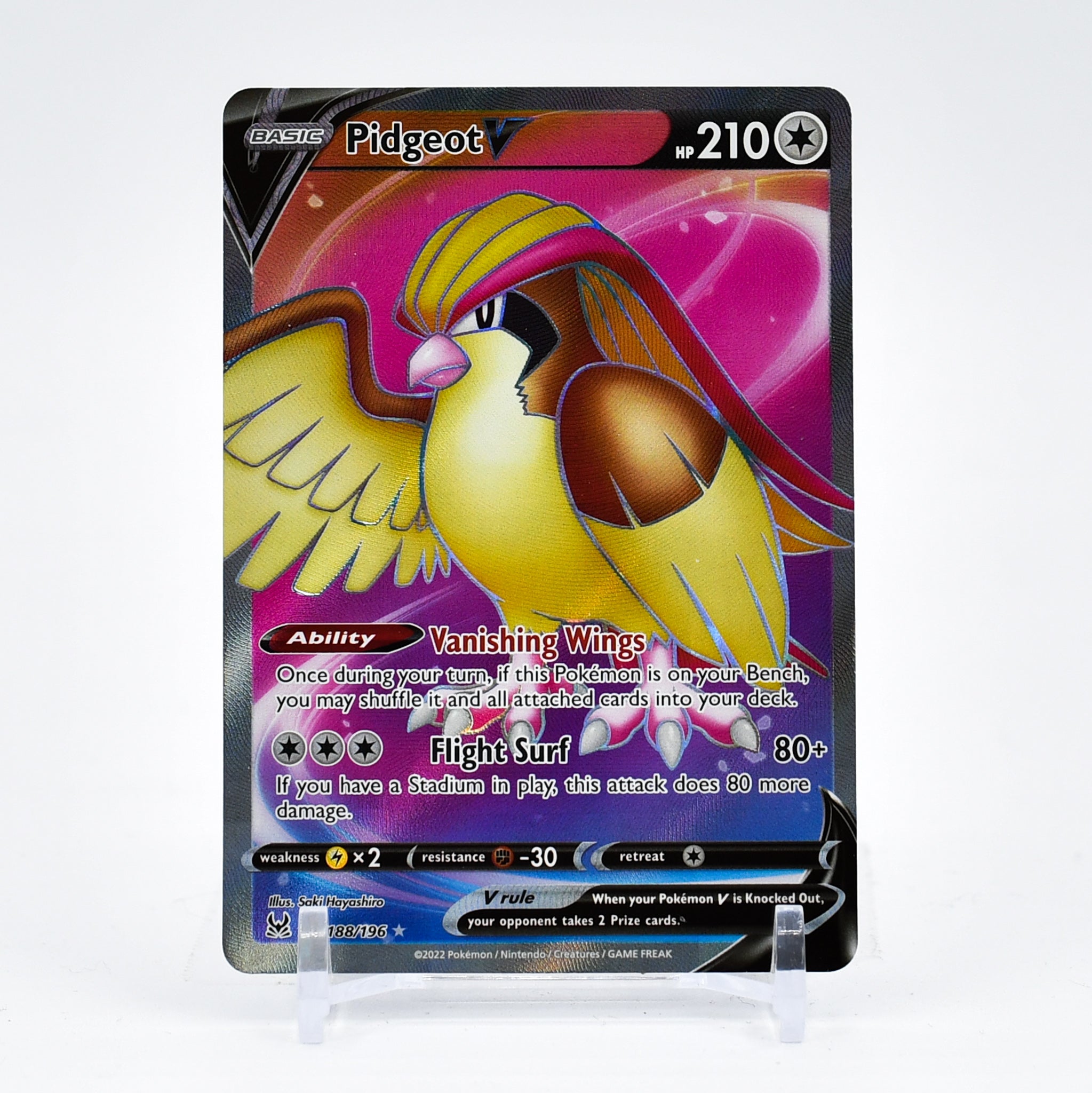 Pidgeot V - 188/196 Lost Origin FULL ART Pokemon - NM/MINT