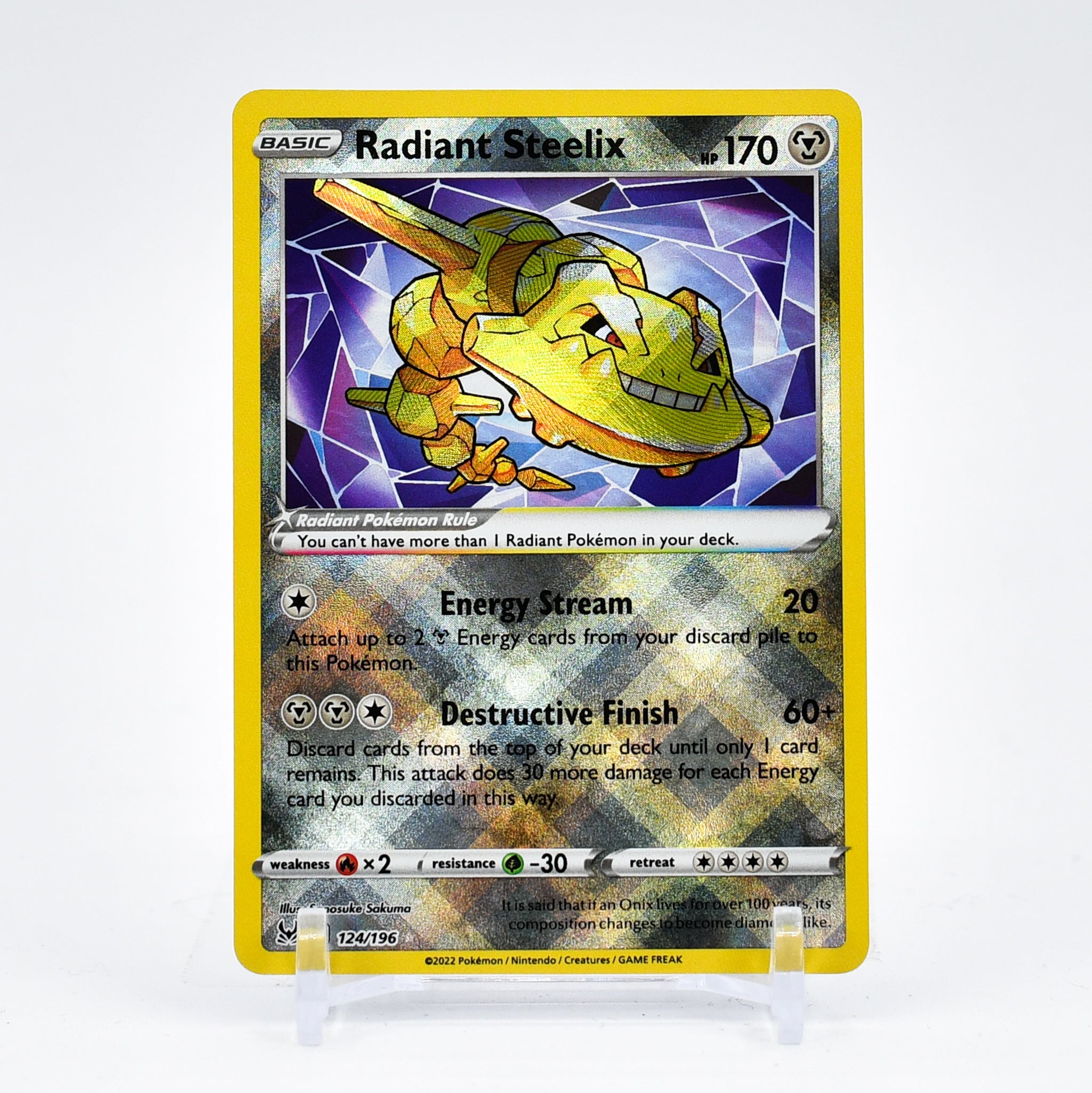 Radiant Steelix - 124/196 Lost Origin SHINY Holo Rare Pokemon - NM/MINT