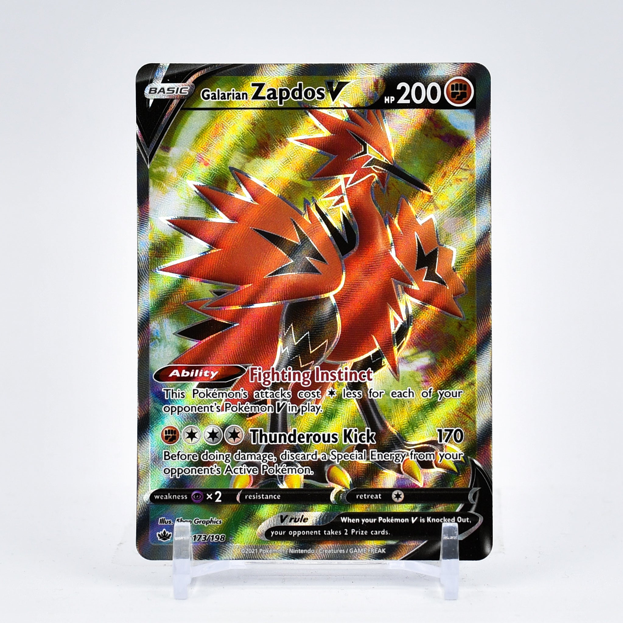 Galarian Zapdos V - 173/198 Chilling Reign FULL ART Pokemon - NM/MINT