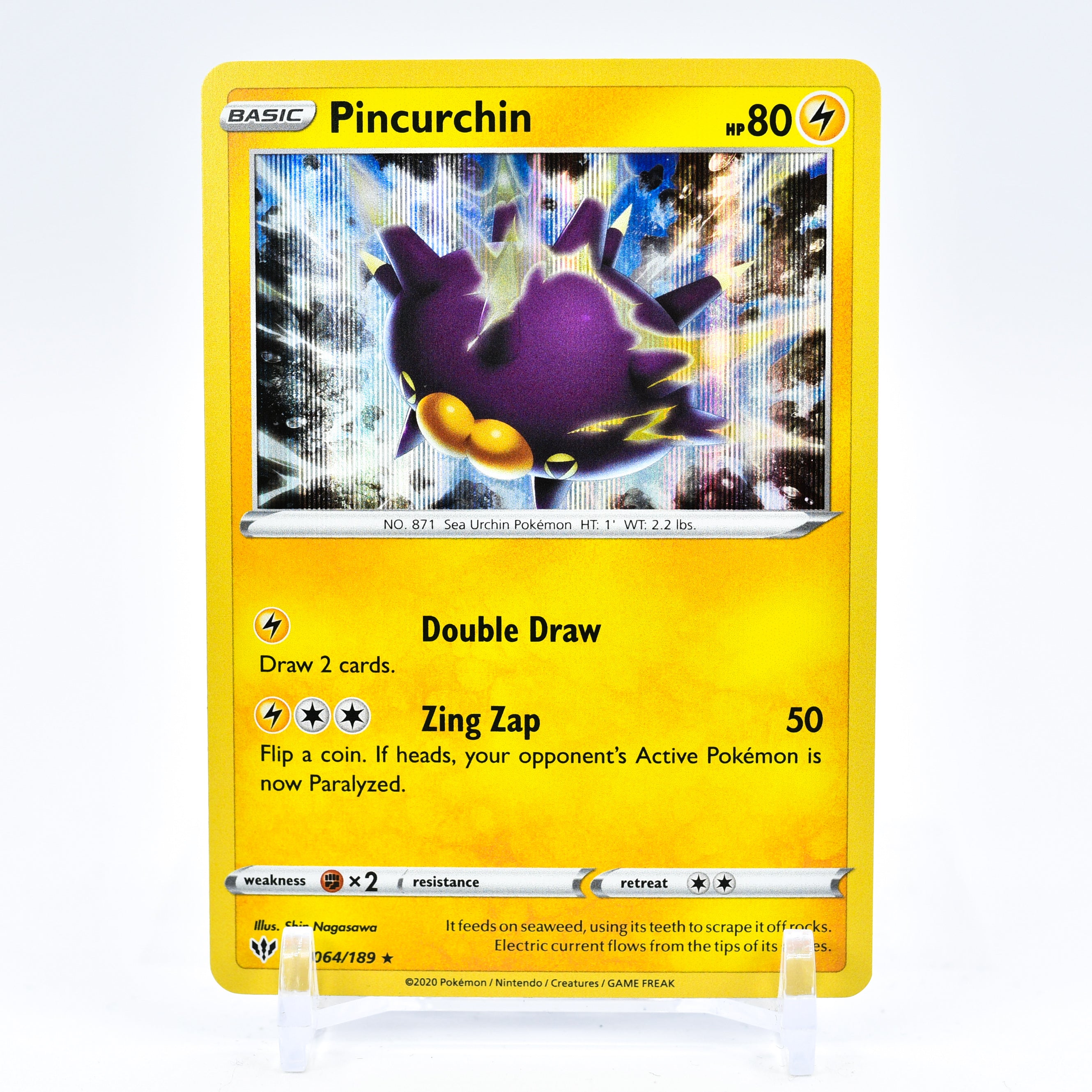 Pincurchin - 064/189 Darkness Ablaze Holo Rare Pokemon - NM/MINT