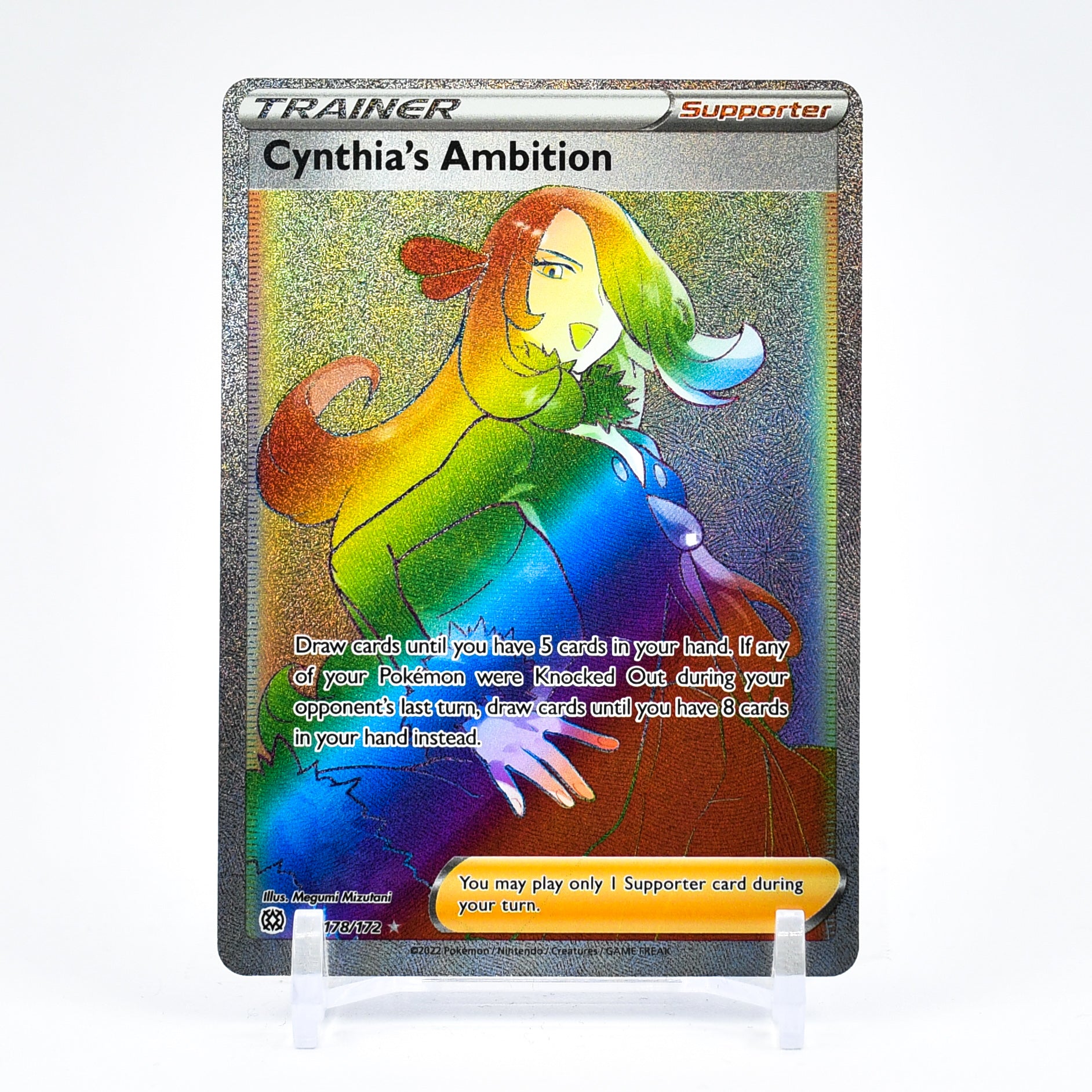 Cynthia's Ambition 178/172 Brilliant SECRET RARE RAINBOW Trainer - NM/MINT