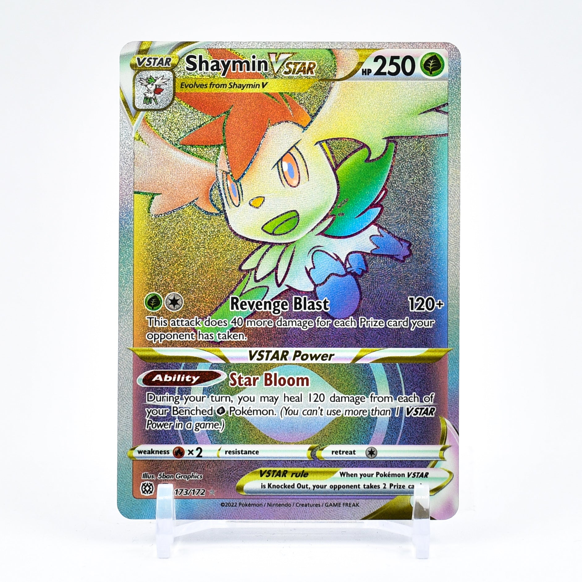 Shaymin Vstar - 173/172 Brilliant Stars SECRET RARE RAINBOW Pokemon - NM/MINT